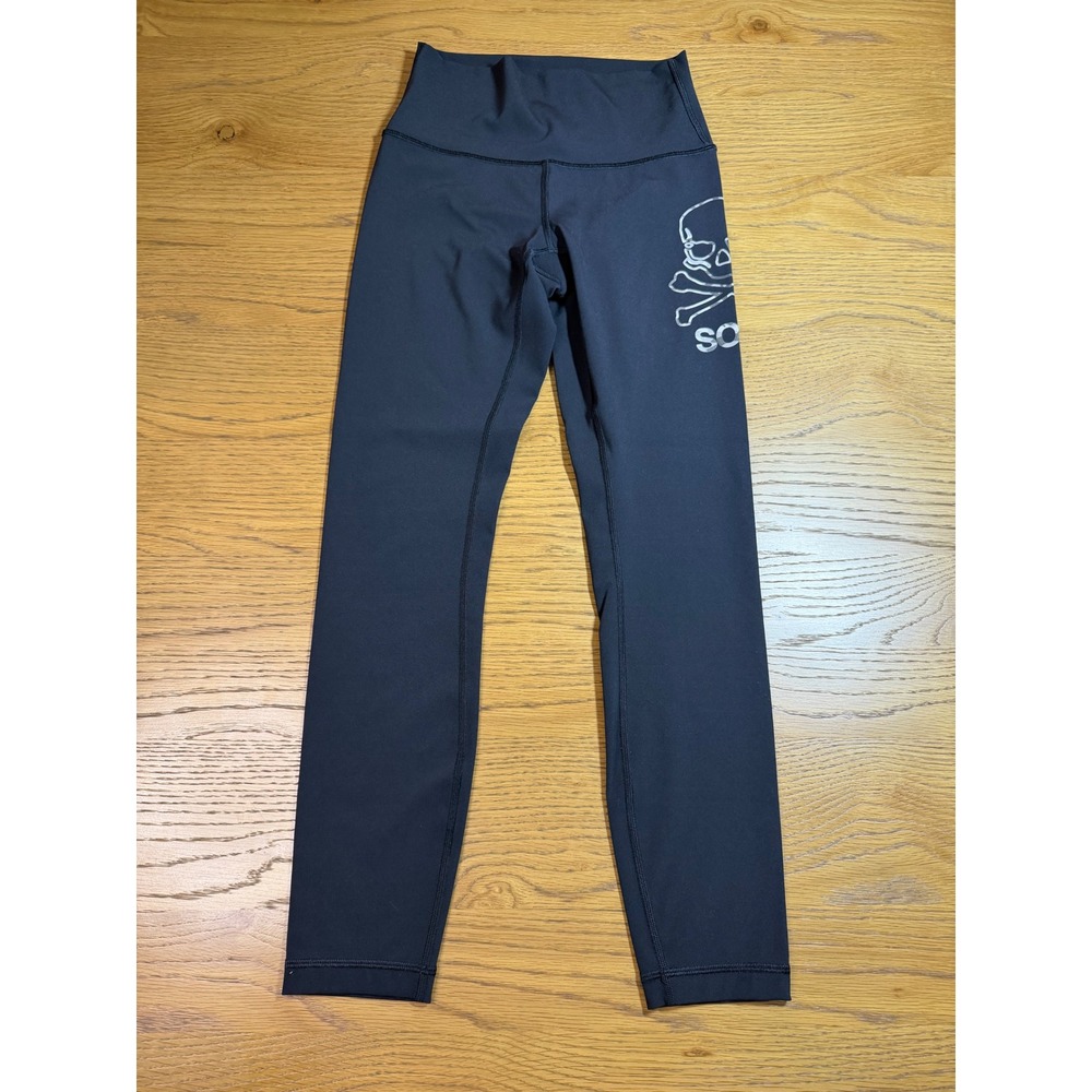Lululemon SoulCycle Align High-Rise Pants Black Skull Camo Logo Size 4 25"